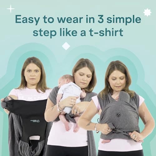 Koala Babycare Baby Sling Easy to Wear - Certified Ergonomic Support - Multi-Purpose Stretchy Baby Carrier Suitable up to 9 kg - Baby Wrap Carrier for Newborn - Black - Registered Design — view 3