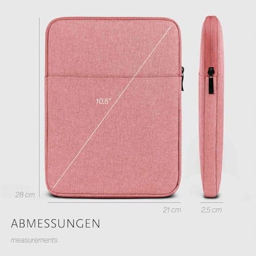 moex Tablet Case for Lenovo Yoga Tab (11.1, 2025), Bag with Zip and Compartment for Accessories, Nylon Fabric Sleeve, Soft Padded, Protective Case, Minimalist Dash Case, Pink — view 6