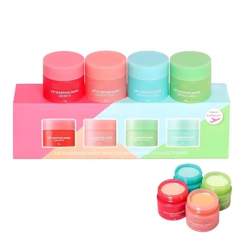 Lip Sleeping Mask,4 Pcs Lip Balm Set Mini Day And Night Repair Lip Balm, Lip Mask for Chapped Cracked Dry Lips, Moisturizing Lip Mask for Both Men And Women, Sleep Balm, Natural Bright