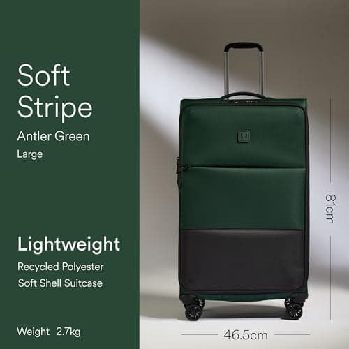 ANTLER - Soft Stripe 2.0 Large Suitcase - Durable, Lightweight & Expandable, 4 Spinner Wheels - Adjustable Handle, TSA Lock, 81cm - Antler Green — view 2