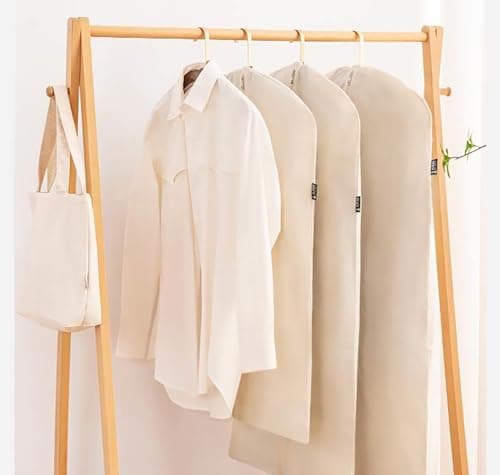 Langjitianya 100% cotton canvas garment bags for closet storage and travel suit bags for clothes, coats, jackets, shirts, dresses suit garment cover for hanging clothes storage (24''x40'') — view 4