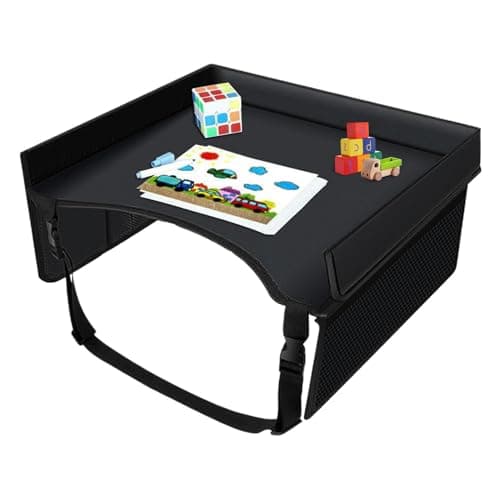 Foldable Car Seat Tray for Kids Travel 15.75x12.6x7.87 in Multifunctional Kids Lap Desk Travel Tray with Pockets Lap Desk Organizer Must Have for Eating Road Trip Airplane