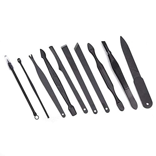 TOPWAY Nail Clippers Manicure Pedicure Professional Grooming Kit for Agnail, Cuticle, Callus, Dead Skin, Blackhead, Acne, Ingrown Hair, Ear, Eyebrow Care Travel Set 15pcs Yellow + Alcohol Pads + Case — view 5