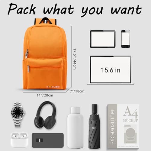 OMOUBOI Laptop Backpack for Men Women Fits 14-15.6 Inch Laptop Lightweight Bookbag School Rucksack Work Bags Anti Theft Casual Daypack for Tennis Hiking Weekender Travel Business College, Orange — view 5