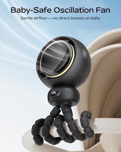 Bearwind Pram Fan, 60° Auto Oscillating Stroller Fan, 4400mAh Rechargeable — view 5