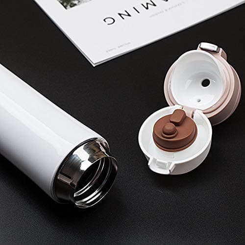 FAPPEN Double Walled Vacuum Flask Thermo, 500ml Stainless Steel Insulated Water Bottle, Flask for Hot and Cold Drinks, Travel Coffee Mug, Sports Water Bottle, Drinks Cup (White) — view 5