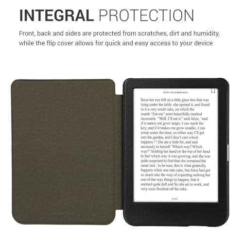 kwmobile Case Compatible with Kobo Clara BW/Colour - Book Style Fabric e-Reader Cover Flip Folio Case - Dark Grey — view 4