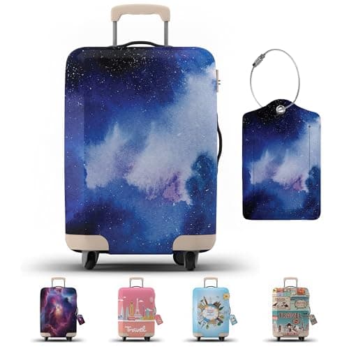 Suitcase Cover with Luggage Tag, Suitcase Protector Cover with Zipper