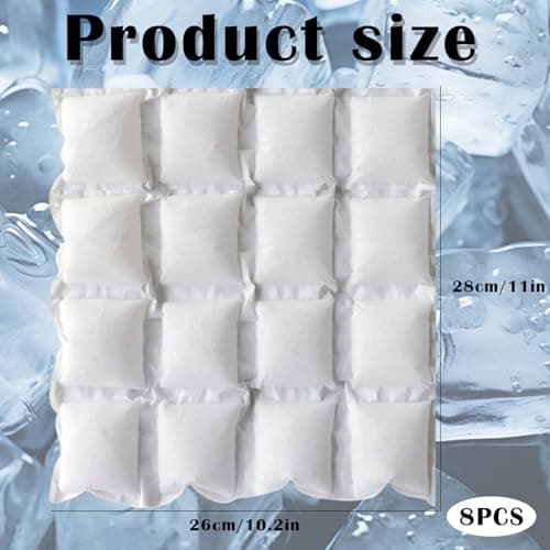 Ice Packs for Cool Box, 8 Pack of 16-Cell Freezer Blocks, Reusable Ice Blocks for Cool Bags, Long Lasting Cooling for Outdoor Picnics, Travel, Food Transportation, 28x26cm Self-Absorbing Ice Packs — view 2