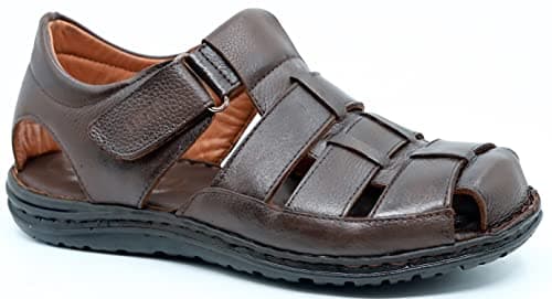 Lusco men`s real leather strap outdoor beach summer closed toe comfort fisherman sandals (Brown, UK Footwear Size System, Adult, Men, Numeric, Medium, 8) — view 5