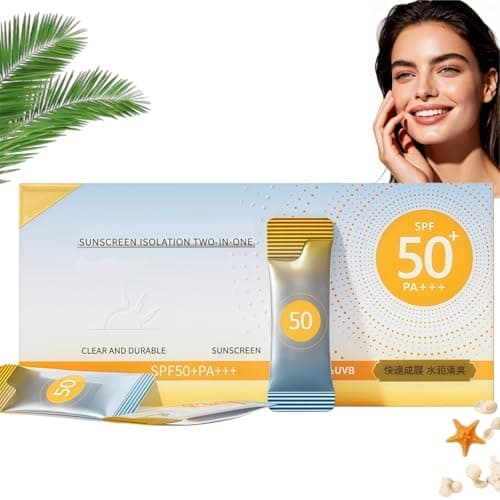 50PCS Mini Sunscreen Travel Size, SPF 50+ Waterproof & Portable Sunscreen for Body & Face, Long Lasting Sun Cream & Face Moisturiser with SPF 50, Matte Sun Cream for Sun Protection and Facial Care