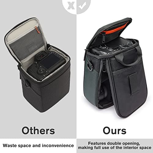 S-ZONE Camera Crossbody Sling Bag Waterproof Nylon Shockproof Padded DSLR SLR Protection Case for Mirrorless Lens Cable — view 6