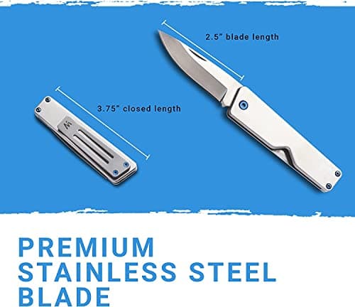 WHITBY Pocket Knife, 2.5" Mint Stainless Steel Folding Knives Titanium Grey — view 5