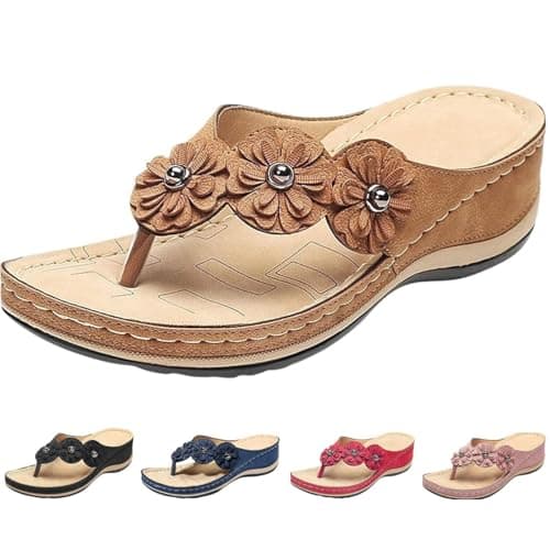 Summer Sandals Women Wedge Flip Flops for Women Orthopedic Sandals Comfortable Flip Flops with Arch Support Summer Casual Wedge Sandal Slippers Dressy Comfy Platform Beach Travel Sandal Shoes — view 4