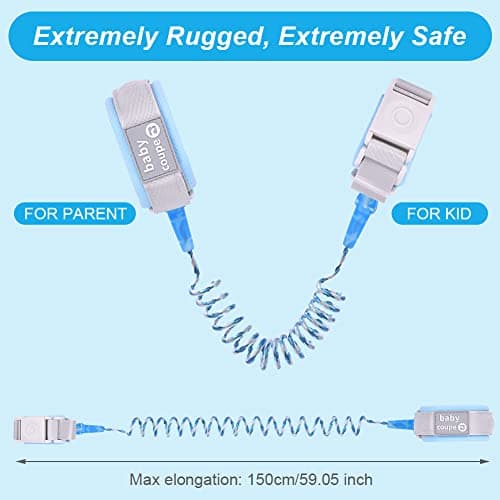 AOMIG Anti Lost Safety Wrist Link Belt, 1.5M Wrist Reins for Toddlers with Induction Lock, Baby Reins Toddler Reins for Walking & Travel, Toddler Wrist Strap for Walking (Blue) — view 2