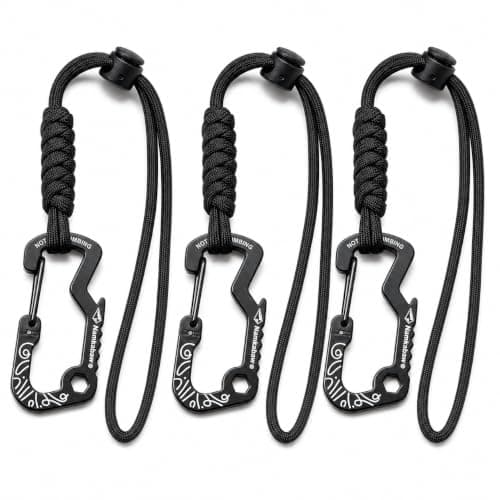 Water Bottle Holder Straps for Backpacks, 3 Pack Braided Keychain Wrist Lanyards with Carabiner Clips for Bottles Cups Umbrellas Keys, Lightweight Outdoor Carry Accessories for Camping Hiking Cycling