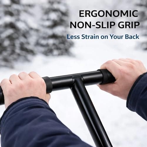 Adjustable Snow Shovel with Wheels Height Handle Multi-Angle Snow Pusher Blade for Driveways, Sidewalks, Garden Paths, Patios and Outdoor Snow Clearing – Heavy Duty Winter Snow Removal Tool (Black) — view 5