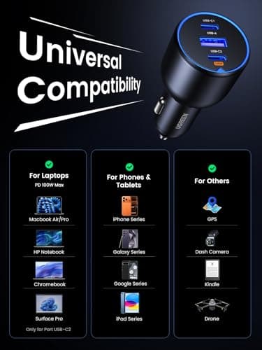 UGREEN 130W Car Charger USB C Fast Charger PD3.0 QC4.0 PPS Fast Charging — view 5