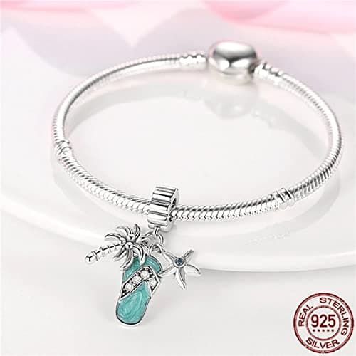 Genie Saturn Orb Family Tree Bike Holiday Wedding Charm Bead Pendant 925 Sterling Silver Compatible With Pandora Charm Moments Bracelet (Sandal Flip Flop Holiday Travel Palm Tree) — view 2