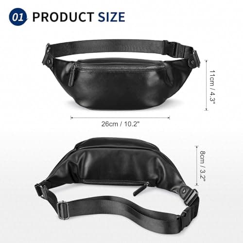 Leather Waist Bag Travel Bum Bag for Men,Casual Chest Fanny Pack — view 3