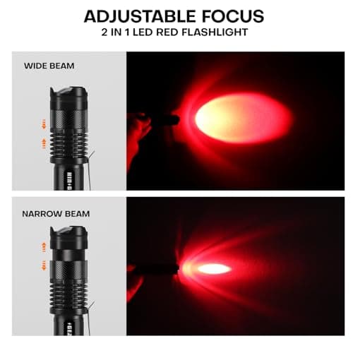HinsGEAR 2 Pack LED Red Light Torch Single Mode Torch 1 Mode Hand Flashlight Scalable Red Light Torches for Astronomy, Animal Observation, Night Observation, Daily Use — view 4
