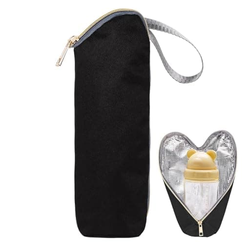 Insulated Bottle Bag for Baby, Bottle Warmer Black Baby Bottles Cooler Bags Portable Travel Thermal Bags for Bottles