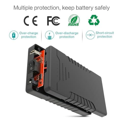 TalentCell Rechargeable 36W 12V/6000mAh 5V/12000mAh DC Output Power Bank Pack for LED Strip, Tape Light, CCTV Camera and more, Black — view 3