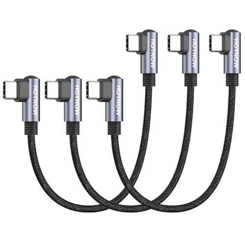 HOTNOW Right Angle USB C to USB C Cable 15cm 3Pack, short 0.15m USB C Charger cable 65W Fast Charging Cords for iPhone 15/16,Power Bank and USB C Devices
