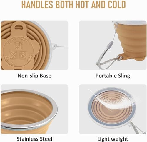 ddLUCK Silicone Foldable Cups, Travel Camping Mug with Plastic Sealing Lid — view 3