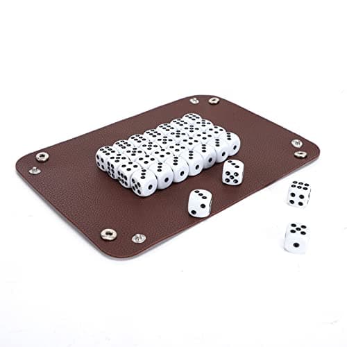 X SIM FITNESSX Leather Dice Cup Set, 6 Dice with Cups + 30 Dot Dices + Exclusive Storage and Transport Case Made of Faux Leather with Magnetic Closure — view 2