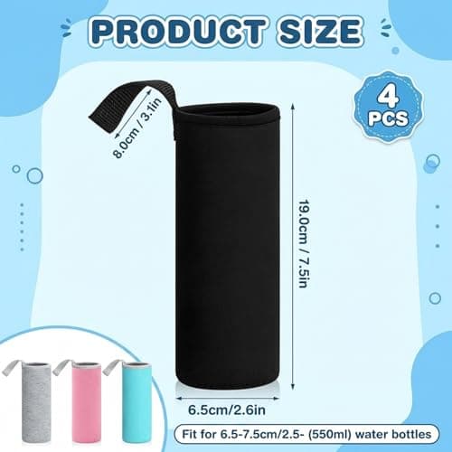 4PCS Water Bottle Sleeve, Insulated Neoprene Holder for Outdoor Activities and Commuting, Protective Covers with 550 ml Capacity, Secure Fit Design for Temperature Maintenance and Spill Prevention — view 2
