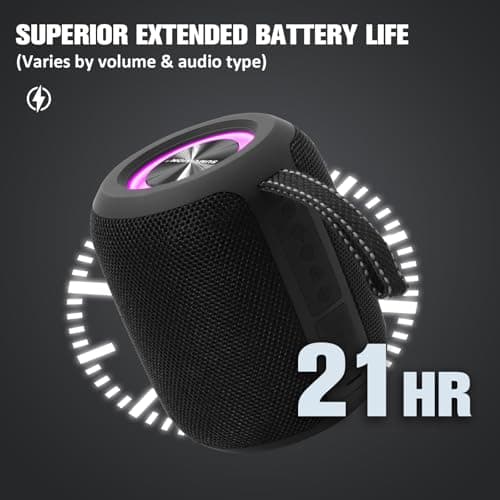 Sumvision Monic Wave Portable Bluetooth Speaker True Wireless Stereo Speakers 3D Sound Enhance RGB 21Hr 1800mAh Long Life Battery Bluetooth 5.4 USB C Fast Charge Drop Protect UK Design UK Tech Support — view 4