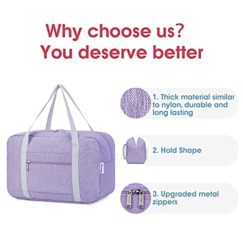 for Ryanair Cabin Bags 40x30x20 Underseat Foldable Travel Duffel Bag Holdall Tote Carry on Hand Luggage Overnight for Women and Men 20L (Light Purple) — view 4