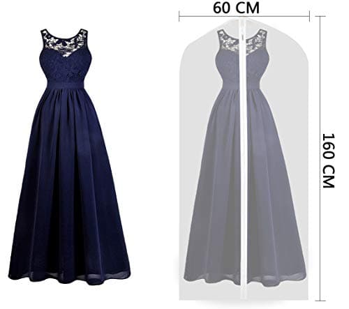 Garment Bags, Breathable 63 inch(6 PCS) Long Wedding Gowns Dress Bags Coat Clothes Covers Bags Moth Resistant Hanging Zipped Garment Bags for Long Dress Dance Costumes Suits Coat (6 pcs 60cm * 160cm) — view 2