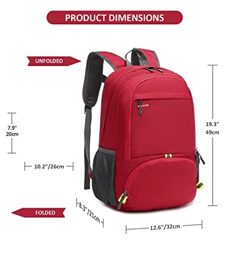 MRPLUM 30L Rucksack Foldable Ultralight Packable Backpack,Red — view 2