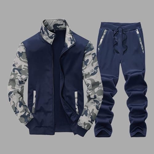 Mens Camo Jacket Tracksuit Military Sportswear Joggers Street Outfit — view 2
