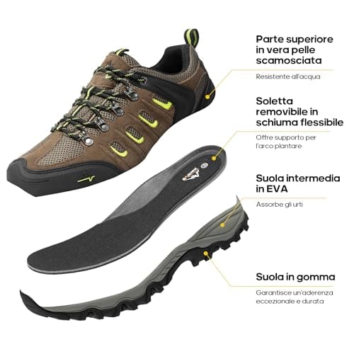 NORTIV 8 Men's Hiking Shoes,Black/Brown/Yellow,9 — view 6