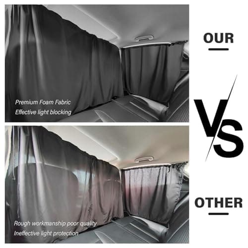 Car Window Curtains - 3 Piece Sunshade Screen Set, Light Blocking Privacy Shades | UV Protection Window Cover Panels, Automobile Interior Accessory Camping Travel Sleep Shade Kit — view 5