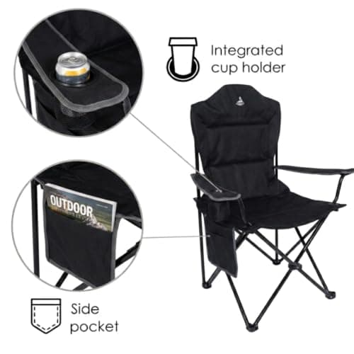 LuxeTrail Padded Folding Camping Chair, Ergonomic High-Back — Black — view 4