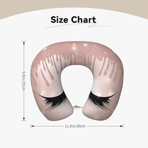 ZhRiYan Rose Gold Eyelashes Memory Foam Travel Pillow - U-Shaped Neck Support, Perfect for Cars, Home Office, and Leisure Activities. — view 5