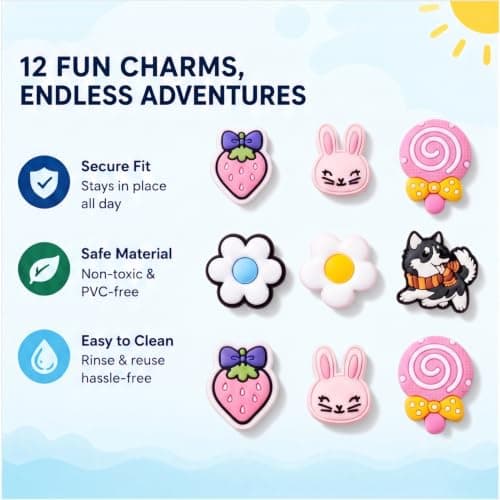 Sandal Charms for Girls, Designed for Ten Little Splash Sandals, 12 Pack — view 5