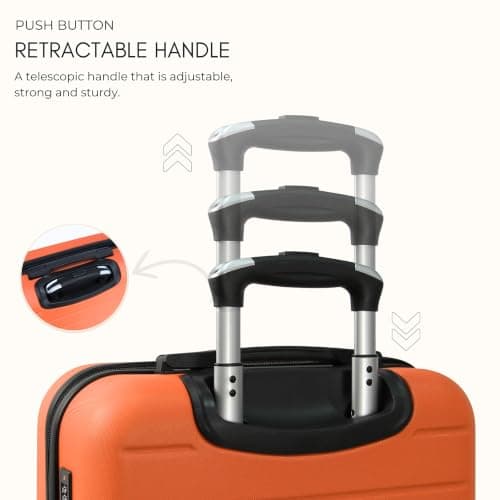 Rocklands® Lightweight 4 Wheel Hard Shell Luggage Suitcase Ryanair Cabin Travel Bag 55x40x20cm - ABS822 (Orange) — view 4