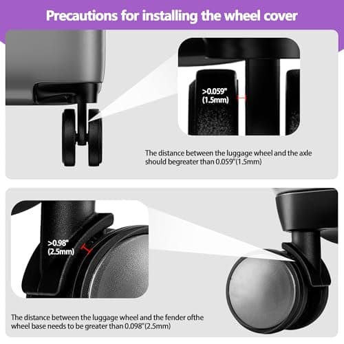 AWINNER Luggage Wheel Covers 8 Pack Upgraded,Silicone Luggage Wheel Protector Covers for Most 8 Spinner Wheel Suitcases or Office Chair Caster,Durable,Mute and Shock Absorption, Purple — view 5