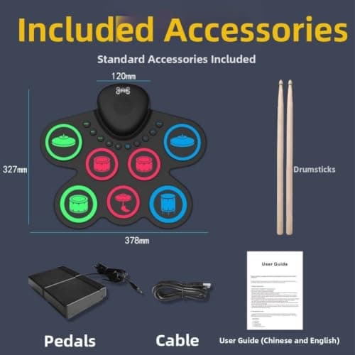 Portable Silicone Electric Drum Kit 7 Tones Built-in Speaker — view 4