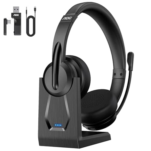 AOC Wireless Headset with Microphone for Work, V5.4 Bluetooth Headset