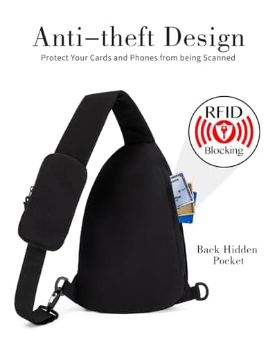 GreenTaya Cross Body Bag Women Shoulder Sling Bag Men with Anti-theft RFID Blocking Pocket Travel Crossbody Bag with Phone Pocket and Water Bottle Pocket, Black — view 3