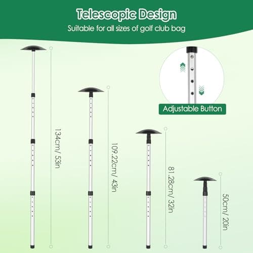 HUIJUTCHEN Golf Travel Bag Support Rod, Sturdy Aluminum Alloy Support System Adjustable Telescopic Pole with Anti-Impact Cover for Golf Club Bag Protection Stiff Arm Golf Bag Accessories — view 6