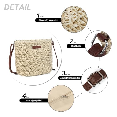 AFKOMST Women’s Straw Crossbody Bag, Small Woven Shoulder Bag with Adjustable Strap, Lightweight Wicker Summer Beach Handbag for Holiday Travel Picnic Daily Use — view 5