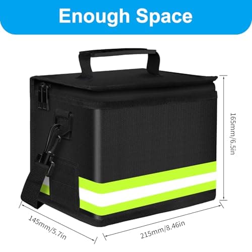 2025 Upgraded Lipo Battery Fireproof Explosionproof Safe Bag,4 Layers of Heat Insulated Materials with Waterproof Zipper/Reflective Strip,Comfortable Handle/Portable Shoulder Strap(8.5x5.7x6.5inch) — view 6
