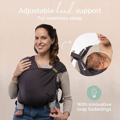 Boba Bliss Pre-Wrapped Baby Carrier with Buckle - Newborn to 7-35 lbs Light, Breathable & Easy to Adjust Hybrid Infant Sling & Toddler Carrier - Certified Hip-Healthy for 0-18 Months - Charcoal — view 4
